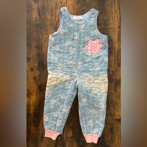 Brights Creek 24 Month Vintage Girls Floral Blue Jumpsuit